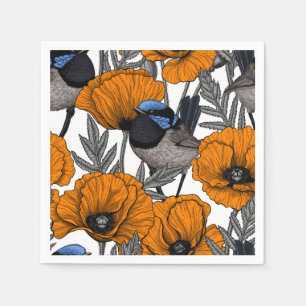 Mejerivat och orange vallmoblommor 2 pappersservett