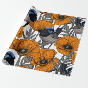 Mejerivat och orange vallmoblommor 2 presentpapper