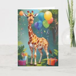 Mejla Giraffe med Balloons & Presenter | Kort