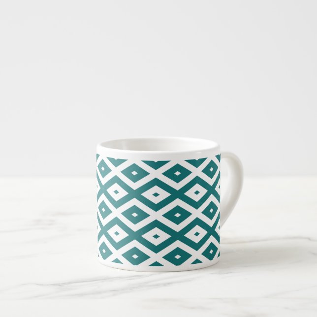 Mejla och vit diamant mönster espressomugg (Framsida höger)