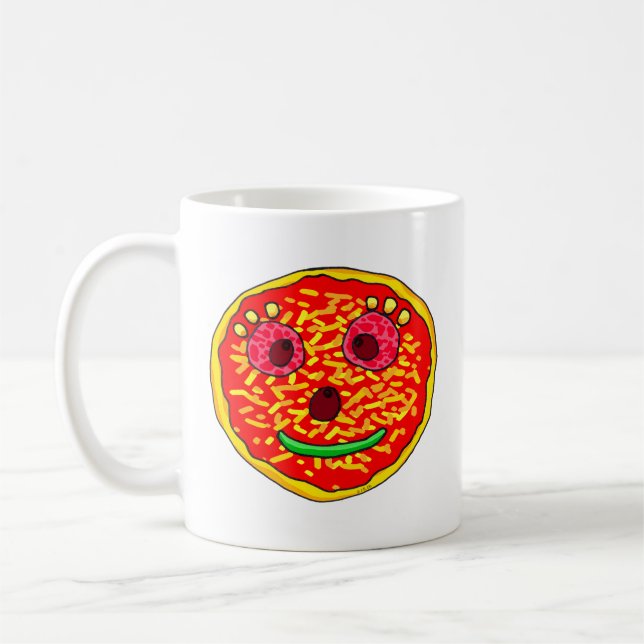 Mejla Pizza Ansikte Illustration Design Kaffemugg (Vänster)