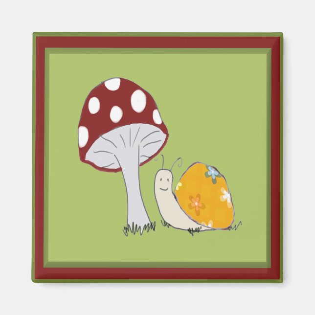 Mejla Snigel med ett Toadstool Magnet (Framsidan)