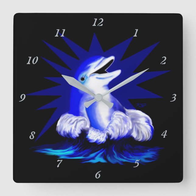 Mejling Dolphin Fyrkantig Klocka (Framsida)