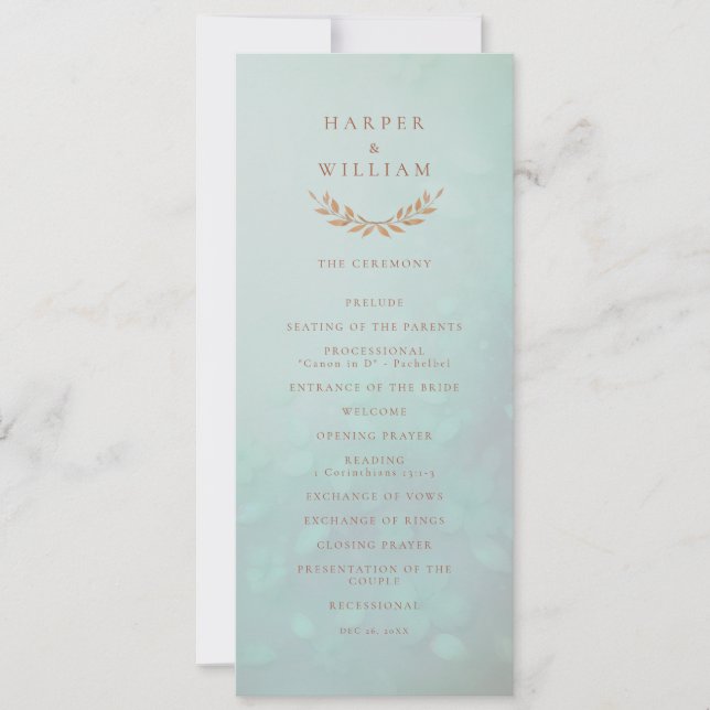 Mejonischprogrammet Soft aqua blommigt bröllop Inbjudningar (Framsida)