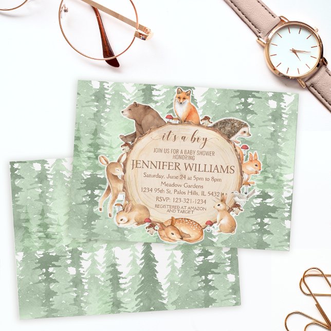 Mejschichinbjudan till babydusch för trädjordjur inbjudningar (Skapare uppladdad)