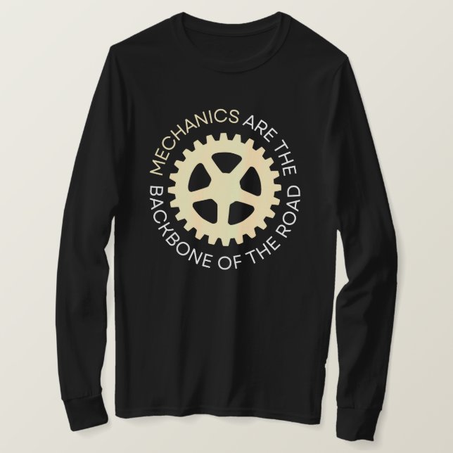 Mekanik är ryggraden i "Road Funny Mechanic" T Shirt (Design framsida)