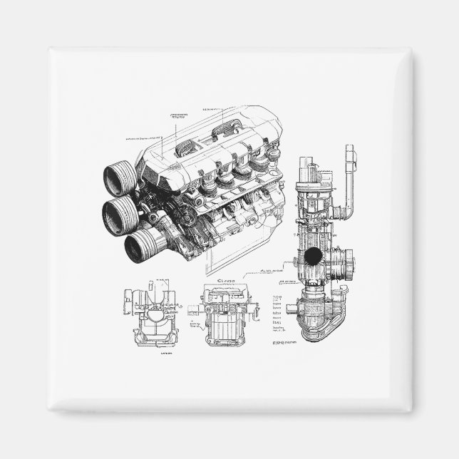 Mekanik Bilmän entusiastmän Motor Eces  Magnet (Framsidan)