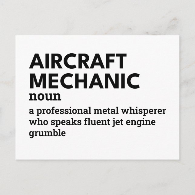 Mekanik för luftfartyg - Humor-definition Helg Vykort (Framsida)