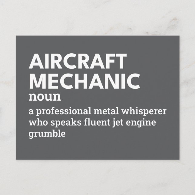 Mekanik för luftfartyg - Lönsam definition Helg Vykort (Framsida)