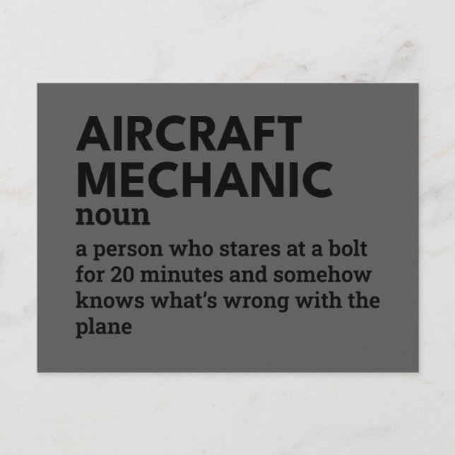 Mekanik för luftfartyg - Witty Definition Helg Vykort (Framsida)