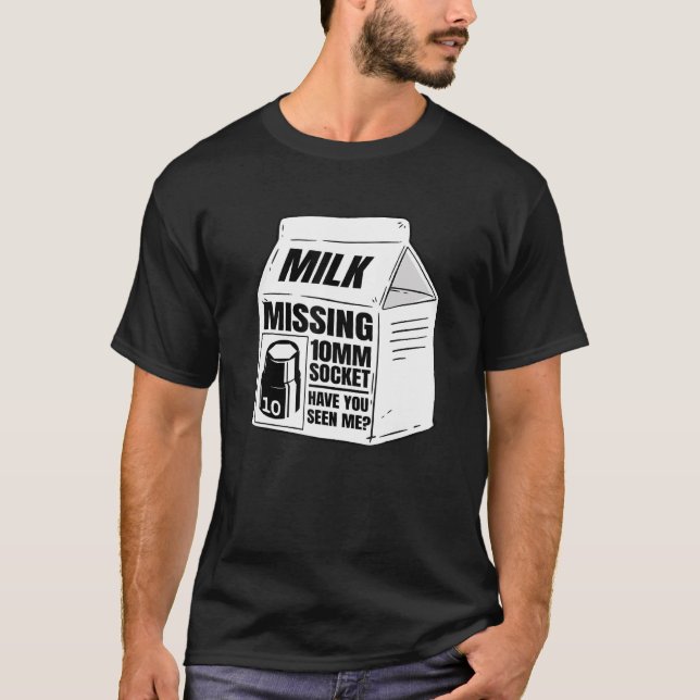 Mekanik för Mjölk-kartong med 10 mm sockel saknas T Shirt (Framsida)