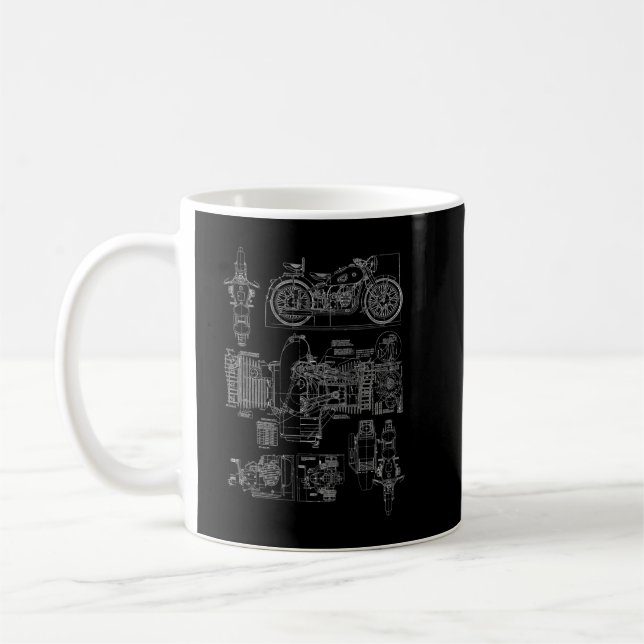 Mekanik för motorcykelmotordiagram kaffemugg (Vänster)