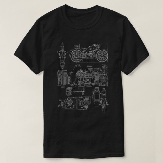 Mekanik för motorcykelmotordiagram t shirt (Design framsida)
