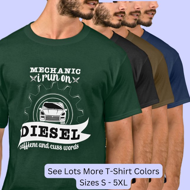 Mekanik I Springa på dieselkoffein Cuss Ord T Shirt (Skapare uppladdad)