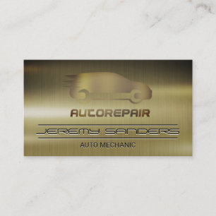 Mekaniker Auto Logo Mörk Metallisk Visitkort