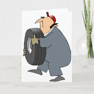 Mekaniker bärande kort för en däckhälsning