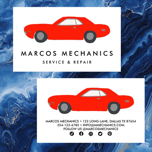 Mekaniker Bil Klassisk Bil Reparation SERVICE Visitkort (MECHANIC Automobile Classic Car Auto Repair CUSTOM Business Card
)