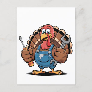 Mekaniker Grupp Turkiet Kalkon Thanksgiving Tupp Meddelande Vykort