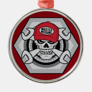 Mekaniker Skull-01 Julgransprydnad Metall