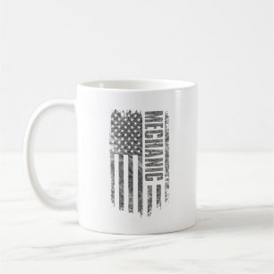 Mekaniker USA Flagga Distressed design Kaffemugg