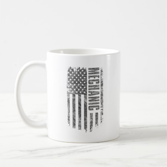 Mekaniker USA Flagga Distressed design Kaffemugg (Vänster)