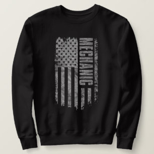 Mekaniker USA Flagga Distressed design Lång Ärmad Tröja
