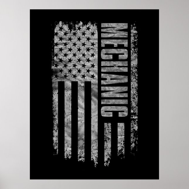 Mekaniker USA Flagga Distressed design Poster (Framsidan)