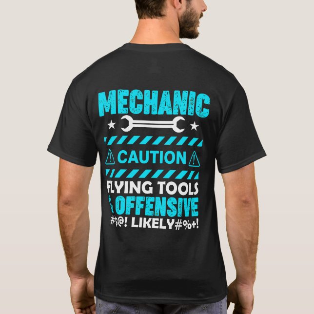 Mekaniker Varning....Roligt T Shirt (Baksida)