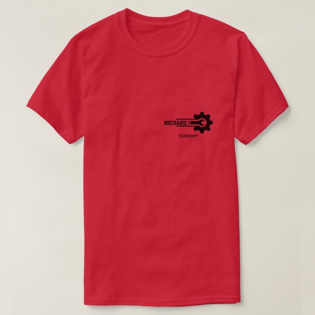 Mekaniker Växel Logotyp – Fordon & Verkstad Design T Shirt (Design framsida)
