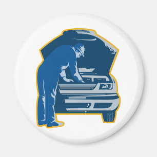 mekanikern reparerar fixandebilautomatiskn magnet