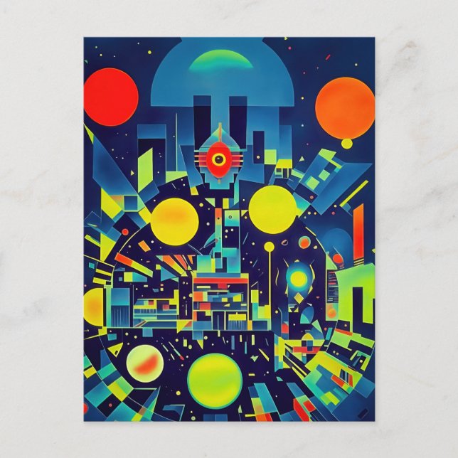 Mekanisk abstraktion som vaktar dig vykort (Framsida)