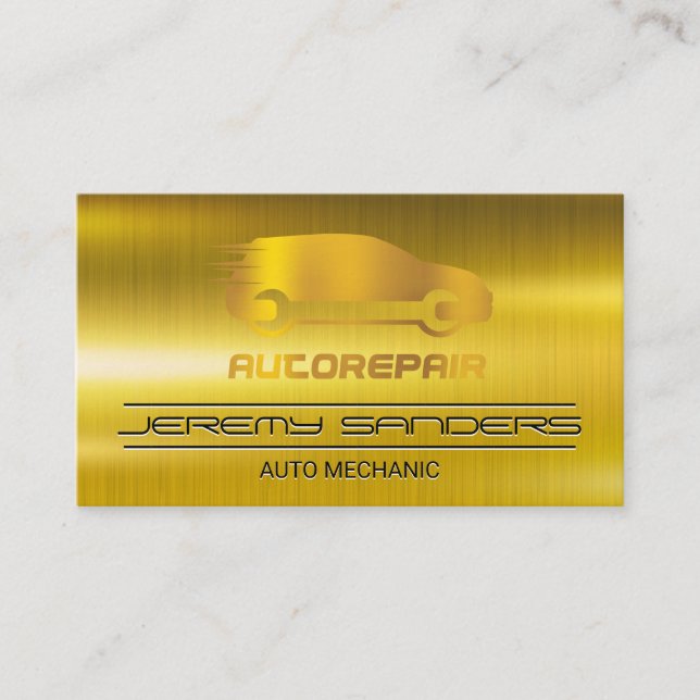 Mekanisk | | Automatisk Logotyp | Guld Metallic Visitkort (Framsida)