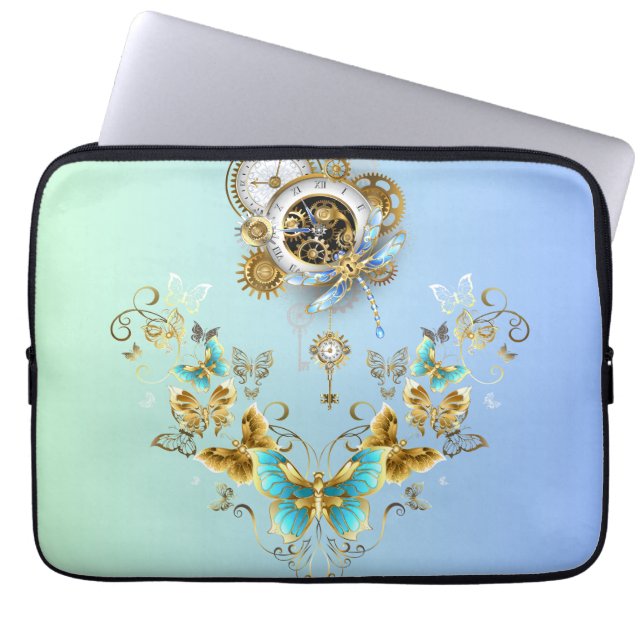 Mekanisk betjänhet - Teal Steampunk design Laptop Fodral (Framsidan)
