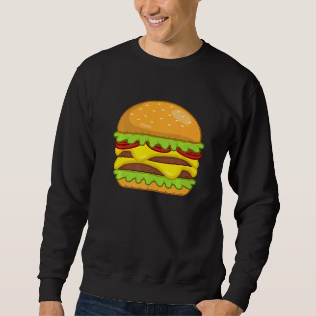 Mekanisk burger Cheeseburger Hamburger Food Grap Lång Ärmad Tröja (Framsida)