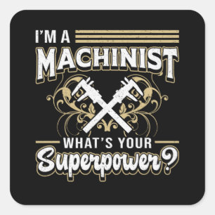 Mekanisk CNC-autominist i Maskin supermakts Fyrkantigt Klistermärke