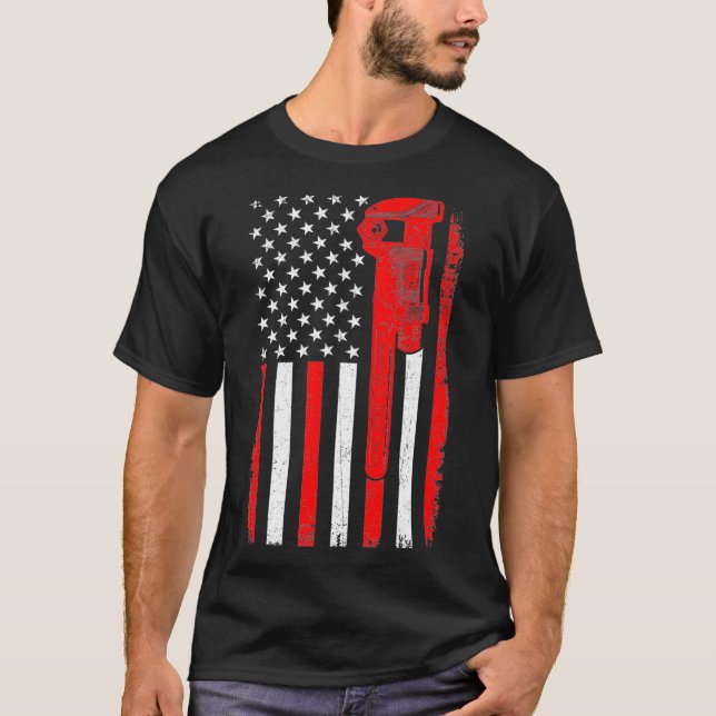 Mekanisk CNC-Handyman i Verktyg USA flagga T Shirt (Framsida)