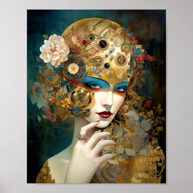 Mekanisk Dam Robotic Fantasy Sci-Fi Poster (Framsidan)