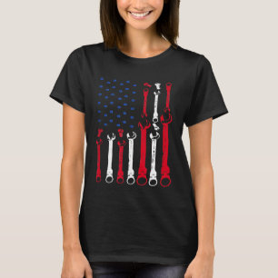 Mekanisk Flagga 4 juli Patriotic Mechanic US F T Shirt