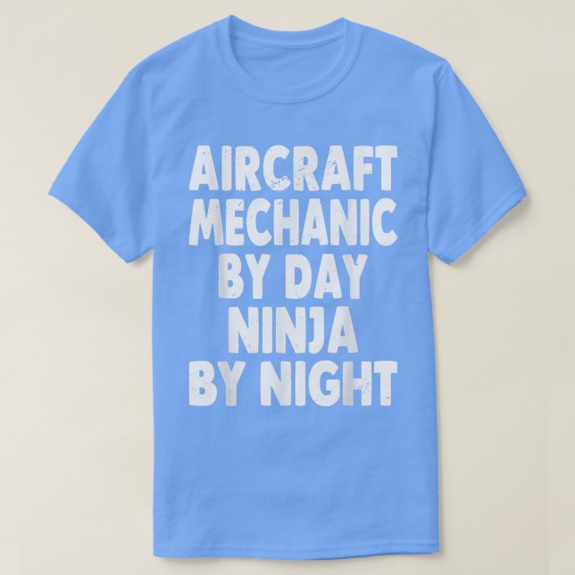 Mekanisk för luftfartyg per dag ninja per natt vid t shirt (Design framsida)