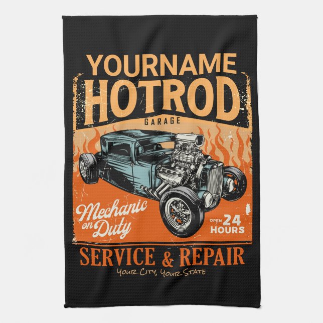 Mekanisk försäljning av hot rod Garage Personlig N Kökshandduk (Vertikal)