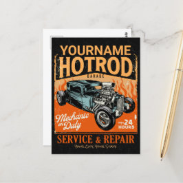 Mekanisk försäljning av hot rod Garage Personlig N Vykort