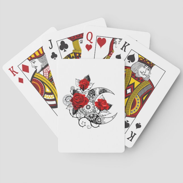 Mekanisk halvmåne med Röd ros Casinokort (Baksidan)