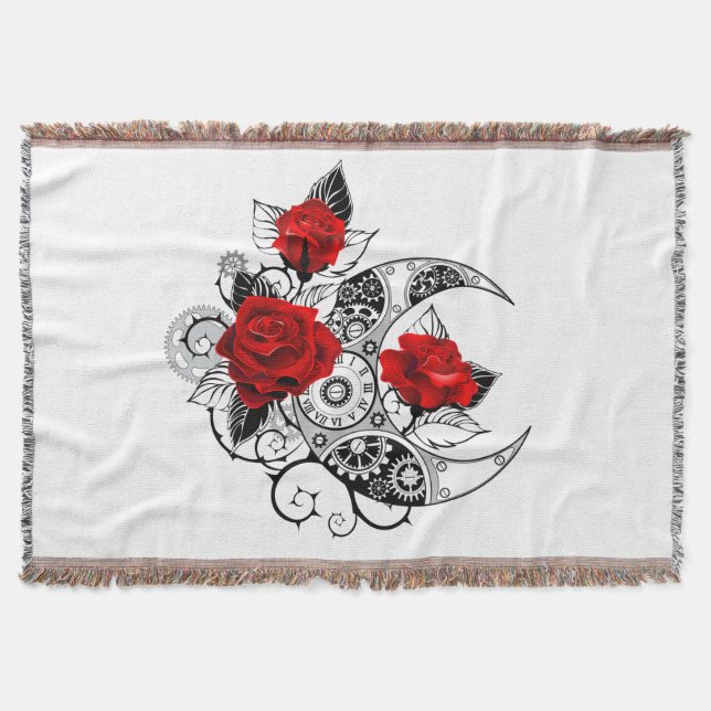 Mekanisk halvmåne med Röd ros Filt (Framsidan)