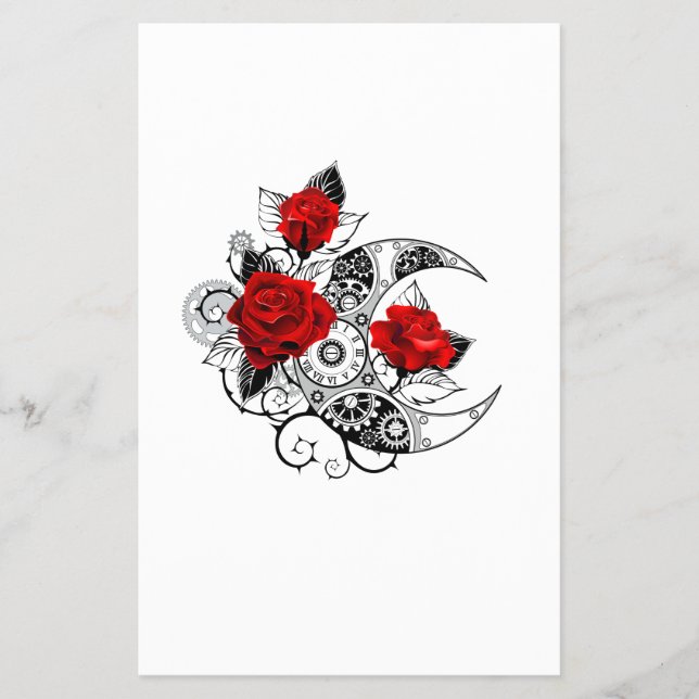 Mekanisk halvmåne med Röd ros Flygblad (Framsidan)