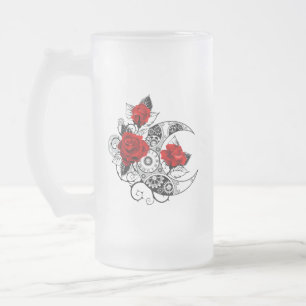 Mekanisk halvmåne med Röd ros Frostat Ölglas