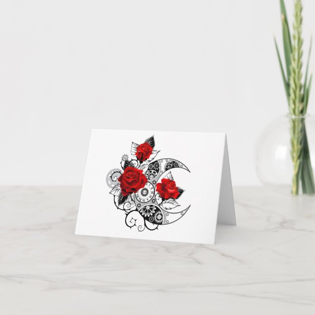 Mekanisk halvmåne med Röd ros Meddelande (Framsida)