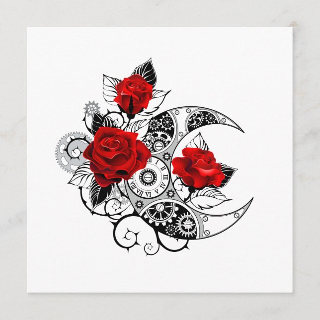 Mekanisk halvmåne med Röd ros Meny (Framsida)