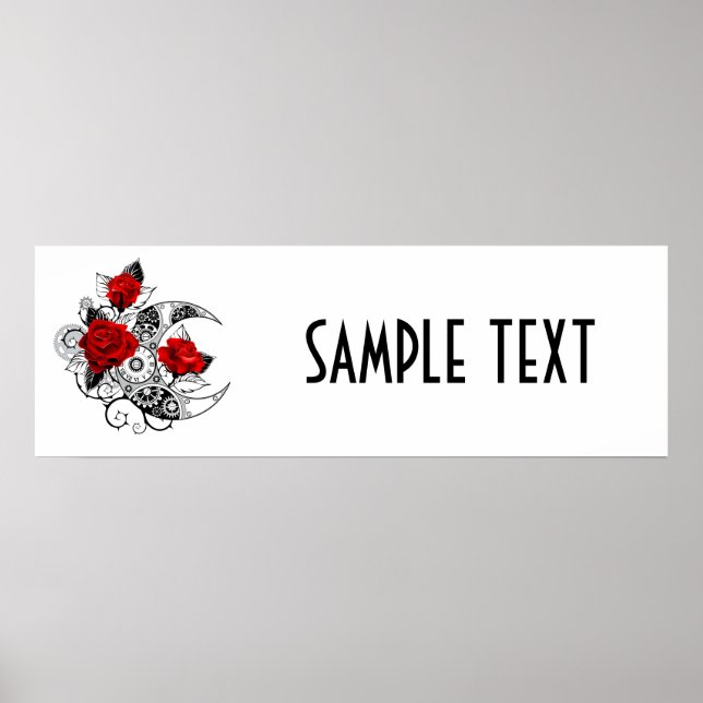 Mekanisk halvmåne med Röd ros Poster (Framsidan)