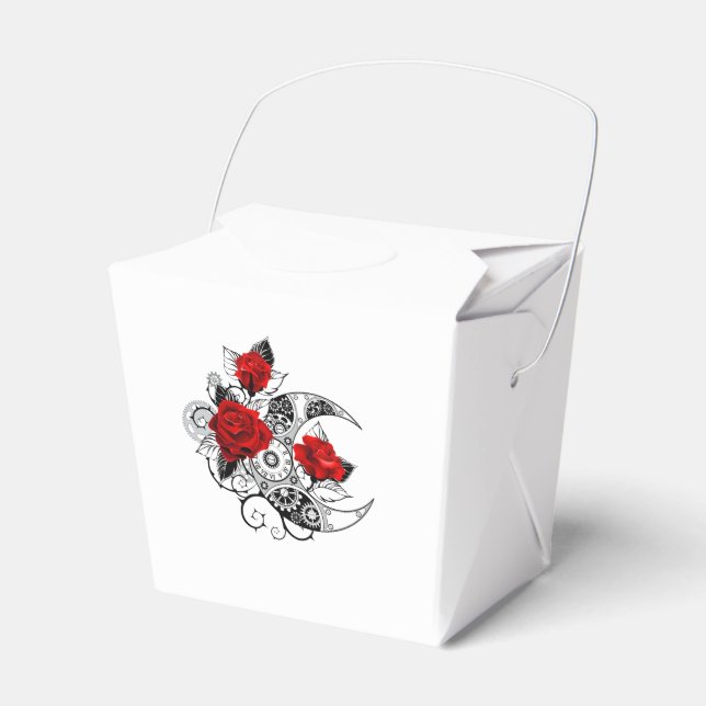 Mekanisk halvmåne med Röd ros Presentaskar (Framsidan Sidan)