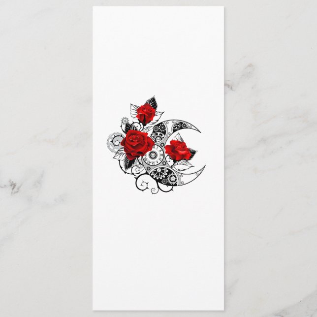 Mekanisk halvmåne med Röd ros Rådkort (Framsida)